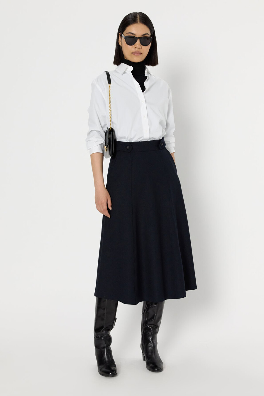 falda midi lisa de corte a - blanca
