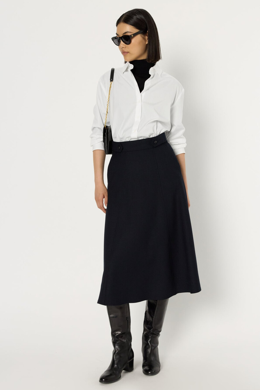 falda midi lisa de corte a - blanca
