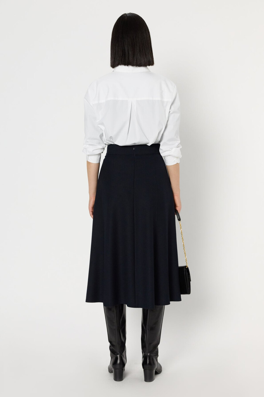falda midi lisa de corte a - blanca