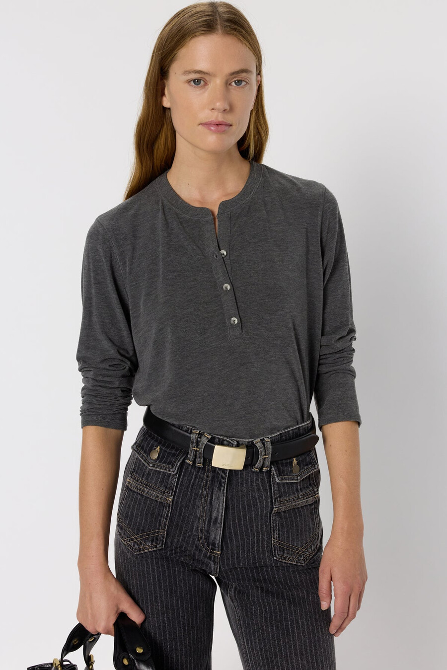 camiseta jaspeada con cuello tunecino - hugue